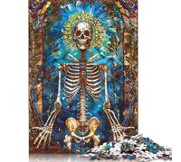 500 Pieces Skeleton Stained Glass Square Jigsaw Puzzles for Adults And Wooden Puzzles Children Puzzles 500pcs (52x38cm)