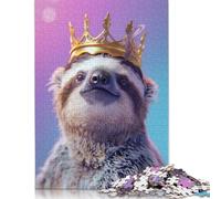 500 Pieces Sloth King Jigsaw Puzzles for Adults Wooden Puzzles for Adults Teenager Man Woman Gift 500pcs (52x38cm)