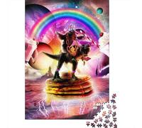 500 Pieces Sloth Riding Dinosaur Creative Square Wooden Jigsaw Puzzles for Adults Educational Game Challenge Toy 500pcs (52x38cm)
