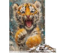 500 Pieces Smiling Baby Tiger Puzzles Jigsaw Adults Difficulty Jigsaw Puzzle Relaxing Games Toy 500pcs (52x38cm)