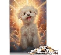500 Pieces Smiling Bichon Frise in Heaven Square Jigsaw Puzzles for Adults And Wooden Puzzles Children Puzzles 500pcs (52x38cm)