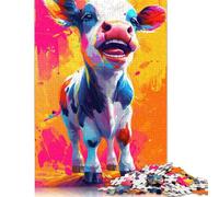 500 Pieces Smiling Cute Cow Jigsaw Puzzles Difficulty Jigsaw Puzzles Education Games Toys 500pcs (52x38cm)