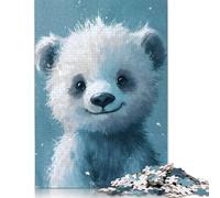 500 Pieces Smiling Polar Bear Cub Jigsaw Wooden Puzzle Jigsaws for Adults Family Entertainment Toys 500pcs (52x38cm)