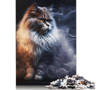 500 Pieces Smoke Art Cat Jigsaw Puzzles Difficulty Jigsaw Puzzles Education Games Toys 500pcs (52x38cm)