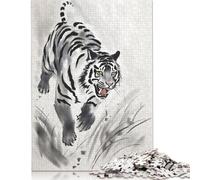 500 Pieces Snow Tiger Ink Puzzles Jigsaw Difficulty Puzzle Jigsaw Educational Games Toy 500pcs (52x38cm)