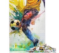 500 Pieces Soccer Player Watercolor Art Jigsaw Puzzles for Adults Puzzles for Teenagers Gifts Fun Puzzles Games 500pcs (52x38cm)