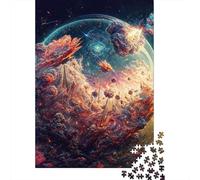 500 Pieces Space Flower Globe Creative Square Jigsaw Puzzles for Adults & Wooden Puzzles Challenging Game 500pcs (52x38cm)