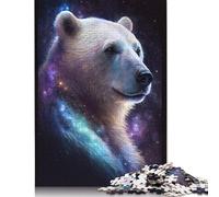 500 Pieces Space Galaxy Polar Bear Puzzles Jigsaw Adults Difficulty Puzzles Jigsaw Educational Games Toy Family Decoration 500pcs (52x38cm)