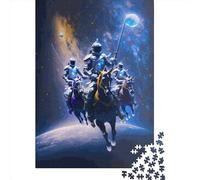 500 Pieces Space Knights Jigsaw Square Puzzle for Adults Wooden Puzzles Unique Challenge Games 500pcs (52x38cm)