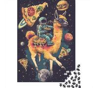 500 Pieces Space_pizza Jigsaw Square Puzzle for Adults Wooden Puzzles Unique Challenge Games 500pcs (52x38cm)