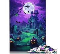 500 Pieces Spooky Halloween Graveyard Jigsaw Puzzles for Adults Wood Puzzle Jigsaws Puzzling for Gift 500pcs (52x38cm)