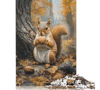 500 Pieces Squirrel with Nut in Autumn Forest Puzzle for Adults Wooden Puzzles for Adults Puzzles Secret Santa Gifts 500pcs (52x38cm)