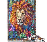 500 Pieces Stained Glass Lion Puzzle for Adults Puzzles for Adults & Teenager Secret Santa Gifts 500pcs (52x38cm)