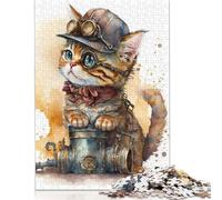 500 Pieces Steampunk Cat Jigsaw Puzzles for Adults Wooden Puzzles for Adults Teenager Man Woman Gift 500pcs (52x38cm)