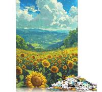 500 Pieces Summer Landscape Sunflower Puzzle Jigsaw Difficulty Puzzle Jigsaw Educational Game Toy 500pcs (52x38cm)