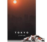 500 Pieces Sunset on Tokyo Creative Square Wooden Jigsaw Puzzles for Adults Educational Game Challenge Toy 500pcs (52x38cm)