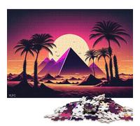 500 Pieces 'Synthwave Pyramid Dreams Jigsaw Puzzle Puzzle for Adults And Teenager For Family Fun & Game Night 500pcs (52x38cm)