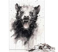 500 Pieces Tasmanian Devil Black Ink Jigsaw Puzzles for Adults Puzzles Wooden Puzzles Jigsaw Puzzles for Adults Educational Game Challenge Toy 500pcs (52x38cm)