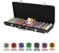 500 Pieces Texas Holdem Poker Chips Set with 2 Decks of Cards in Case
