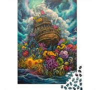500 Pieces The Boat In The Sea Creative Square Wooden Jigsaw Puzzles for Adults Educational Game Challenge Toy 500pcs (52x38cm)