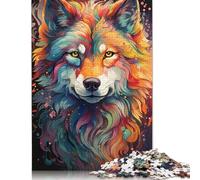 500 Pieces The Colorful Psychedelia of Polar Wolves Puzzle Jigsaw Adults Puzzles Difficulty Jigsaw Educational Game Toy 500pcs (52x38cm)