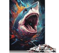 500 Pieces The Colorful Psychedelia of Shark Mythology Puzzle Jigsaw Adults Jigsaw Difficulty Jigsaw Educational Game Toy Family Decoration 500pcs (52x38cm)