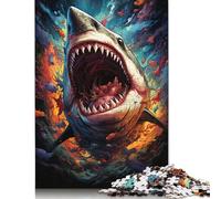 500 Pieces The Colorful Psychedelia of Shark Mythology Puzzle Jigsaw Adults Puzzles Difficulty Jigsaw Educational Game Toy 500pcs (52x38cm)