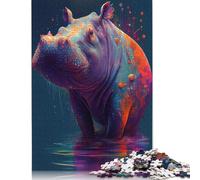 500 Pieces The Cozy Hippo for Adults Difficult Jigsaw Wooden Puzzle for Adults Christmas Eve Gifts 500pcs (52x38cm)