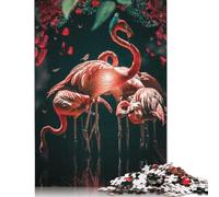 500 Pieces The Glowing Flamingo Puzzles Wooden Puzzle for Adults And Teenager Puzzling for Gift 500pcs (52x38cm)