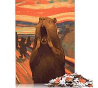 500 Pieces The Scream Capybara Square Jigsaw Puzzles for Adults And Wooden Puzzles 500pcs (52x38cm)