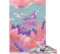 500 Pieces The Ships And The Whales Creative Square Jigsaw Puzzles for Adults And Wooden Puzzles Challenging Game 500pcs (52x38cm)