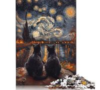 500 Pieces The Starry Night Cats Jigsaw Puzzles Adults Difficulty Jigsaw Puzzles Education Toys Games 500pcs (52x38cm)