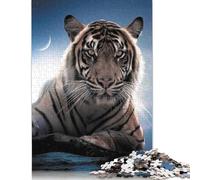 500 Pieces The Tiger And The Moon Jigsaw Puzzles for Adults Wooden Puzzles for Adults Teenager Man Woman Gift 500pcs (52x38cm)