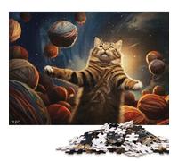 500 Pieces The Universe Is Cat Creative Square Wooden Jigsaw Puzzles for Adults Educational Game Challenge Toy 500pcs (52x38cm)