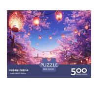 500 Pieces Thickened Wooden Cherry Blossom Jigsaw Puzzle for Adults Funny Decoration Educational Game Intellectual Toy Stress Reliever Relaxation Intelligence (52 x 38cm)