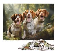 500 Pieces Three Brittany Spaniel Jigsaw Puzzles for Adults Wood Puzzle Jigsaws Puzzling for Gift 500pcs (52x38cm)