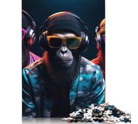 500 Pieces Three Cool Monkeys Creative Square Jigsaw Puzzles for Adults And Wooden Puzzles Challenging Game 500pcs (52x38cm)