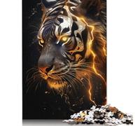 500 Pieces Tiger Black And Gold Puzzles Jigsaw Adults Difficulty Jigsaw Puzzle Relaxing Games Toy 500pcs (52x38cm)