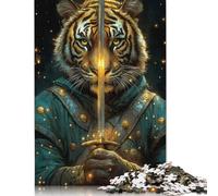 500 Pieces Tiger Warrior with Sword Jigsaw Puzzles for Adults Jigsaw Puzzle for Family Time Brain Challenge 500pcs (52x38cm)