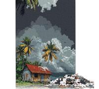 500 Pieces Tropical Island Hut with Stormy Sky for Adults Difficult Jigsaw Puzzles Puzzle Jigsaws for Adults Family Activity Jigsaw Puzzles 500pcs (52x38cm)