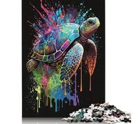 500 Pieces Turtle Colourful Jigsaw Puzzles for Adults Wood Jigsaw Family Puzzle Game Stress Reliever Puzzle for Adults 18+ 500pcs (52x38cm)