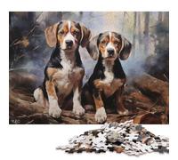 500 Pieces Two Beagle Jigsaw Puzzle Wooden Puzzle Adult Jigsaw Puzzle Sustainable Puzzle for Adults 500pcs (52x38cm)