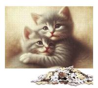 500 Pieces 'Two Cute Kittens Hugging Jigsaw Wooden Puzzle Jigsaws for Adults Family Entertainment Toys 500pcs (52x38cm)
