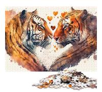 500 Pieces Two Tiger Love Creative Square Jigsaw Puzzles for Adults & Wooden Puzzles Challenging Game 500pcs (52x38cm)