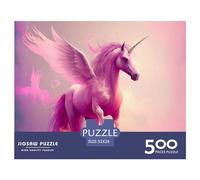 500 Pieces Unicorn Horse Creative Square Wooden Jigsaw Puzzles for Adults Educational Game Challenge Toy 500pcs (52x38cm)