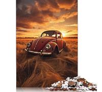 500 Pieces Vintage Beetle Sunset Creative Square Jigsaw Puzzles for Adults And Wooden Puzzles Challenging Game 500pcs (52x38cm)
