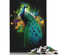 500 Pieces Watercolour Peacock Puzzle Jigsaw Difficulty Puzzle Jigsaw Educational Game Toy 500pcs (52x38cm)