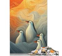500 Pieces Wavy Penguins Creative Square Jigsaw Puzzles for Adults And Wooden Puzzles Challenging Game 500pcs (52x38cm)