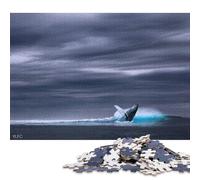 500 Pieces Whale Breaking The Surface Sam Brady Jigsaw Square Puzzle for Adults Wooden Puzzles Unique Challenge Games 500pcs (52x38cm)
