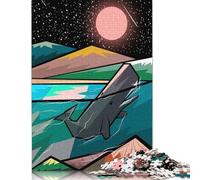 500 Pieces Whale Creative Square Wooden Jigsaw Puzzles for Adults Educational Game Challenge Toy 500pcs (52x38cm)